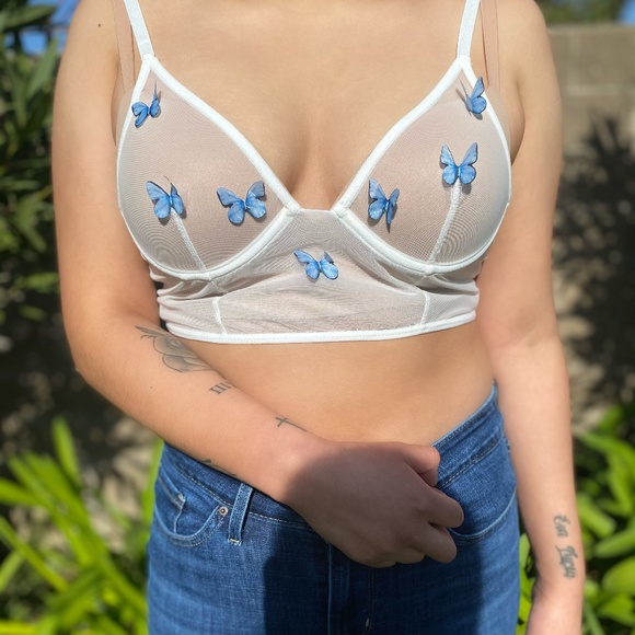 Sophia Mesh Butterfly Top - White - Picture 2 of 2